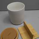 LoeJan 3 Compartment Utensil Holder, Extra Large Utensil Crock, Stable Ceramic Utensil Organizer, Cooking Tool Organizer Set for Kitchen Counter Farmhouse Decor (A-White(Vertical Stripe)) (7.2 inch)