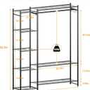 Wardrobe Closet,Portable Clothes Rack with 4 Tiers Shelves,Freestanding Closet Organizers and Storage System with Hanging Rods,Steel Clothing Rack Suitable for Cloakrooms,Bedrooms,Entrances,etc.Black