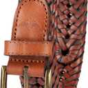 Dockers Mens Leather Braided Fully Adjustable Belt (44, Tan Glazed)