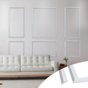 Pre-Cut Wall Panel Molding Set of 6pcs-Easy-to-Assemble Wainscoting Panels Peel and Stick for Interior Wall Decor Living Room Bedroom Accent Wall, 6 Frames(JX60) Pre-Cut Wall Panel Molding Set of 6pcs-Easy-to-Assemble Wainscoting Panels Peel and Stick for Interior Wall Decor Living Room Bedroom Accent Wall, 6 Frames(JX60)