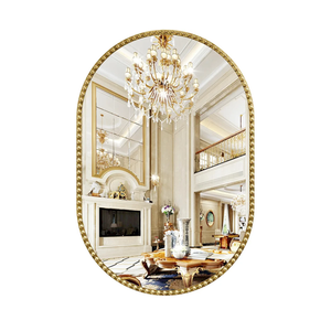 Oval Mirror for Wall, 20x30 Inch Gold Oval Bathroom Mirror, Antigue Gold Vanity Mirrors, Metal Floral Frame Mirror for Bedroom Living Room Hallway, Hangs Horizontally or Vertically