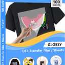 13x19 Inch 100 Sheets DTF Transfer Glossy Film Pretreat Sheets, PET Heat Transfer Paper for Inkjet Printer Direct Print on T shirts Textile