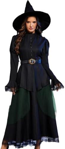 YTWS Halloween Black Witch Costume Outfit for Women S