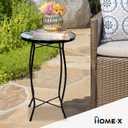 Home-X Hummingbird Glass Side Table with Iron Stand, Hand-Painted Accent Table and Patio Decor, Metal and Glass Table for Garden or Front Porch, 17 " L x 11 " D