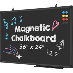Lockways Magnetic Chalkboard 36 x 24 Inches, Aluminum Frame Large Blackboard, Hanging Chalk Board Wall Decor for Restaurant Menu, School, Office and Home