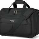 HanTrip Carry on Duffel Bag Foldable Duffle Bags for Travel, Under Seat Personal Item Bags for Airplanes, Weekender Overnight Mens Travel Tote Bag for Women Small Softside Carry on Luggage (Black), Carry-on 16.5-Inch