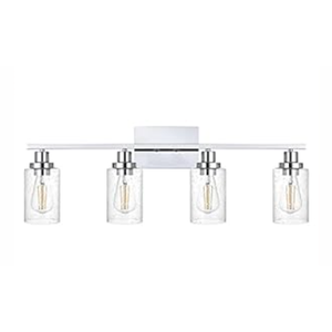 MELUCEE Chrome Bathroom Light Fixtures 4-Lights Vanity Light with Bubbled Glass Shades and Metal Base, Indoor Sconces Wall Lighting for Hallway Kitchen Foyer