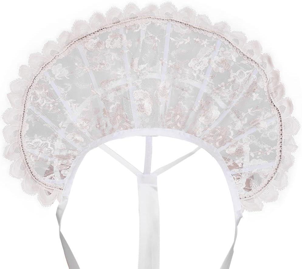DUNHAO COS Queen Elizabeth Costume Collar Gothic Lace Stand Up Collar Tudor Queen Collar Cosplay Accessories (White)