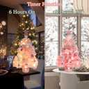 HMASYO Small Christmas Tree with Lights and Ornaments, 22 Inch Pink Tabletop Mini Christmas Tree with Light, Star Topper, DIY Artificial Table Top Xmas Tree for Holiday Indoor Home Decoration