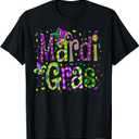 Funny Mardi Gras Parade Outfit Jester Hat Men Women Kids T-Shirt, (Small, Black)