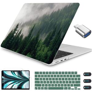 CISSOOK Compatible with MacBook Air 13.6 inch Case A3449 A3240 A3113 A2681 2026 2025 2024 2022 Release, Hard Shell Case with Keyboard Cover for MacBook Air 13.6 M2 M3 M4 M5, Forest