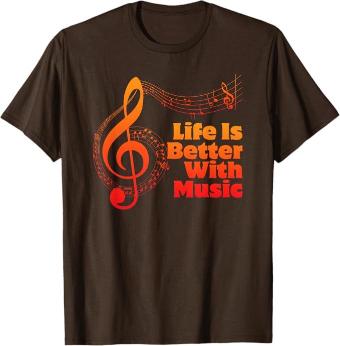 Life is Better with Music Theory Musician Teacher Notes Clef T-Shirt M