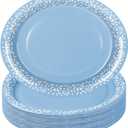 Whaline 50 Pcs Platos De Barro Mexicanos Paper Plates 12 x 10 Inch Blue Cielito Lindo Disposable Dinner Plates Mexico Fiesta Party Supplies for Baby Shower Wedding Decor