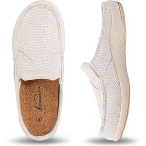 Vanessa Womens House Shoes with Arch Support, Orthopedic Casual Slippers with Comfortable Velvet Lining, Slip On Slipper Shoes for Women Indoor & Outdoor Walking (6, Off-white)