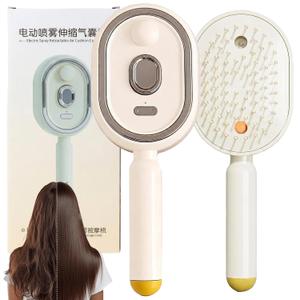 Electric Spray Air Cushion Massage Comb,Electric Steam Brush For Hair, Rechargeable Detangling Electric Steam Brushs for Reduce Frizz, Helps Smooth Hair, Anti-Static (beige)