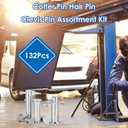 132Pcs Clevis Pin Assortment Kit - 304 Stainless Steel Cotter Pins & Carbon Steel Clevis Pins for Trailer Latch - Single Hole Clevis Pins for Versatile Use