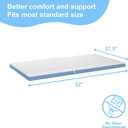 2"x27.5"x52" Mattress Topper, Ultra-Soft Gel-Infused Memory Foam, Odorless & Noiseless Water-Proof Sleep Surface, Detachable and Washable Outer Cover, Pure White & Blue