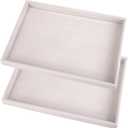 Mornajina 2 Pcs 13.8" x 9.5" Velvet Jewelry Tray Jewelry Display Tray Flat Tray, Stackable Empty Plate Trays for Earrings Necklaces Bracelet Rings Display Showcase - Beige