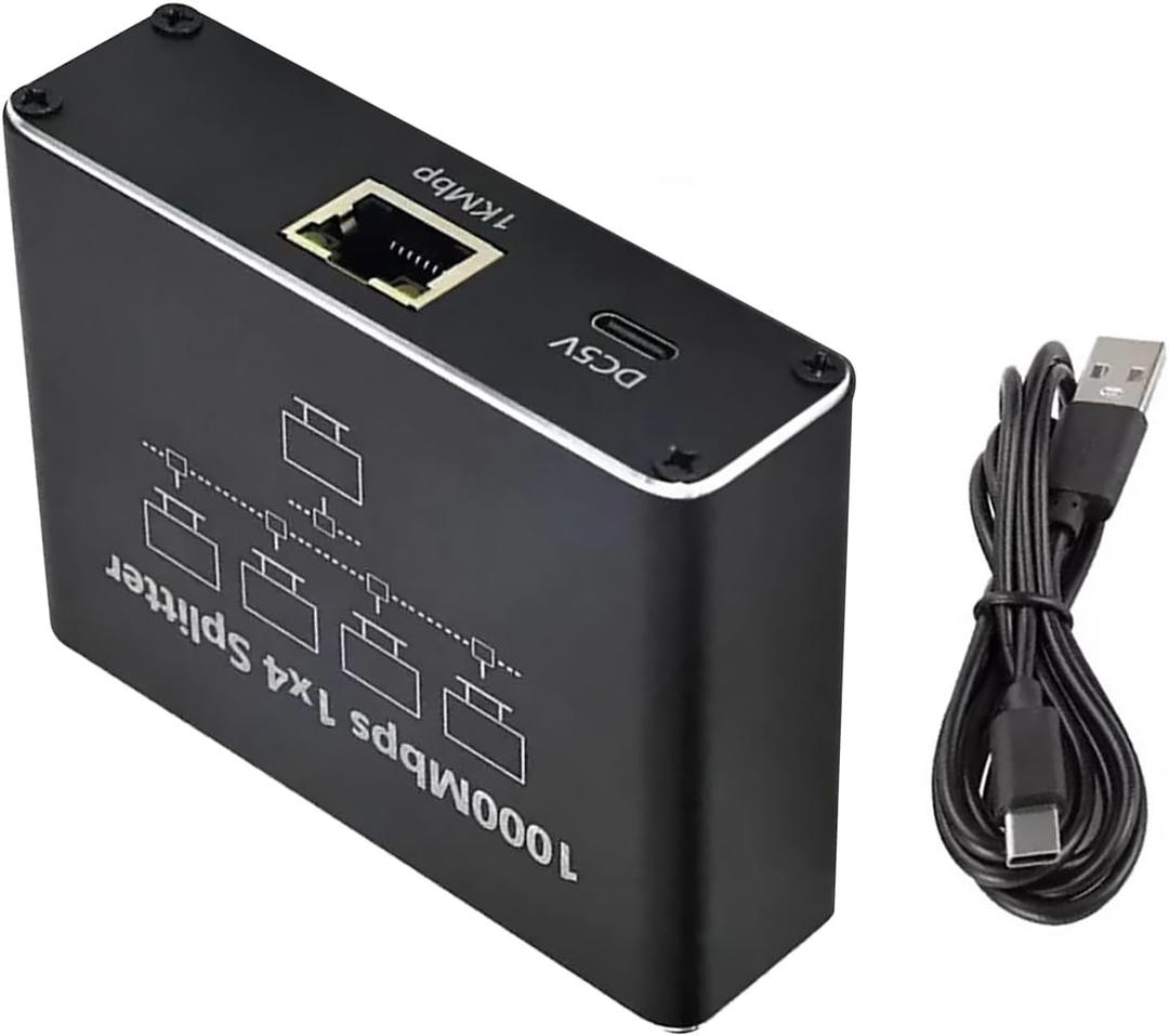 RJ45 Ethernet Splitter 1000Mbps 1 to 4 RJ45 Gigabit Ethernet LAN Splitter Gigabit Network Adapter