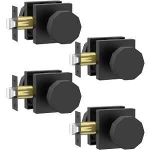 Asidrama 4 Pack Black Privacy Door Knobs with Lock, Door Handles with Matte Black Door Knobs Interior for Bedroom or Bathroom, Heavy Duty Door Lever for Left Right Sided Doors
