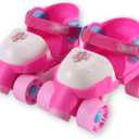 My First Skates - Adjustable Easy Training Inline Roller Skate, Quad-Style 4-Wheel Skates for Beginners, Kids, Toddlers, and Children (Pink)