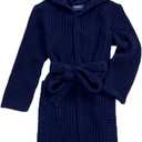 Luxury Organic Japanese Cotton Hotel & Spa Waffle Bathrobe for Men and Women (Hooded/Kimono) (Small-Medium, Hooded / Ocean Blue)