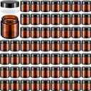Norme 96 Pcs 4 oz Glass Jars with Lids Leakproof Round Airtight Empty Cosmetic Jars with Inner Liners Lid for Storing Lotions Powder Ointments Candle Making Tins (Black,Amber)