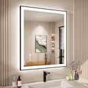 30x36 Inch LED Bathroom Mirror with Black Frame, Backlit and Front Lighted Bathroom Mirrors for Wall, Anti-Fog, Dimmable, Memory, Shatterproof, LED Vanity Mirror for Bathroom