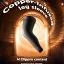 Copper-Infused Leg Compression Sleeve Ultra Breathable Full Leg Compression Sleeve for Pain Relief,Arthritis, Muscle Recovery, Swelling, Inflammation, Leg Sleeve for Thigh, Calf, Knee, Men & Women(Black, Medium)