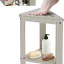 Shower Foot Rest 15in, HDPE Waterproof Shower Stool for Inside Shower, Corner Shower Stool for Shaving Legs with Storage Shelf for Small Space, Shower Step Stool, Plastic Corner Shower Bench, Beige