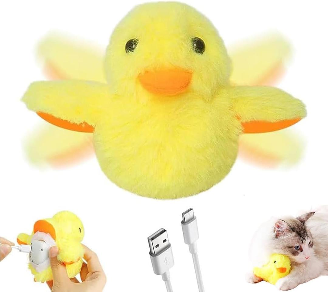 Cat Toys Rechargeable Flapping Duck,2025 New Flapping Duck Cat Toy,Lifelike Quack Chirping,Plush Interactive Exercise Toys for All Breeds (1PC)