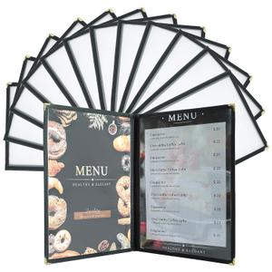 12 Pack Menu Covers 8.5 x 11 Inch, 2 Page 4 View Menu Sleeves Clear View Menu Holder for Kitchen, Restaurant Supplies, Drink, Wine Menu