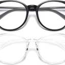 Gaoye 2 Pack Blue Light Blocking Glasses, Retro Round Eyewear Frame Anti Eyestrain Computer Glasses for Women Men - GY1688 (Black+Transparent)
