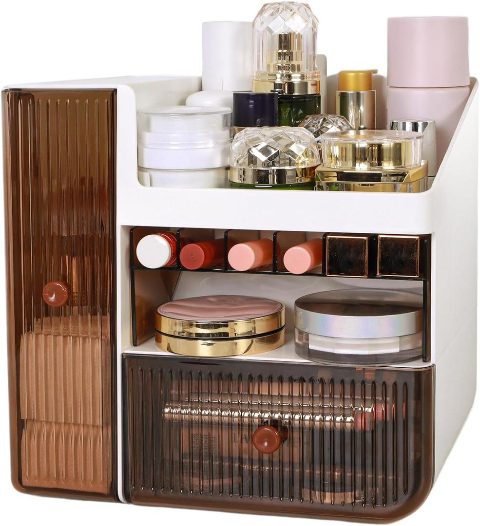 Makeup Organizer Box with Drawers – Large Vanity Storage for Skincare, Perfume, Brushes – Skincare Caddy-Cosmetiqueras Para Maquillaje