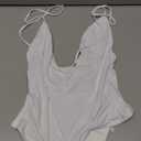 REORIA Women's Basic Cross Wrap V Neck Backless Double Lined Halter Tank Tops Cute Summer Trendy Sleeveless Shirts (Medium, White)