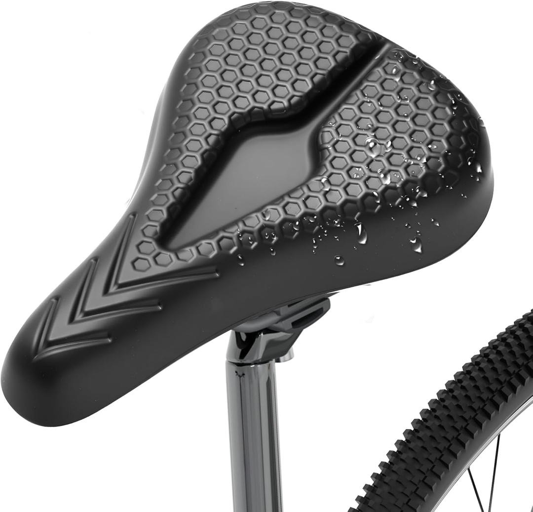 Bike Seat Cushion High-Resilient, Gel Padded Bike Seat Cover for Men & Women, Breathable & Hollow Design Comfort Bike Saddle for Cycling, Mountain Bikes,Road Bikes, Exercise Bikes