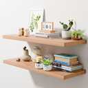 36 Inch Solid Oak Floating Shelves for Wall - Natural 12 Inch Deep Wall Shelf Set of 2, Rustic Display Shelf Wall Mounted, Hanging Wall Shelf Decoration for Bedroom, Bathroom, Living Room (36 Inch Oak Floating Shelf, Set of 2)