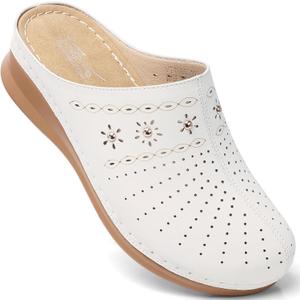 SHIBEVER Clogs for Women Mules Slip-On: Closed Toe Clog - Comfortable Womens Mule (White), Size 40