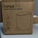 TIPGO Slim Bathroom Trash Can with Lid Soft Close, Step Pedal, 6 Liter / 1.6 Gallon Stainless Steel Trash Bin, Small Garbage Cans for Bedroom, Office, Kitchen (White)