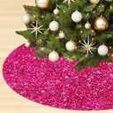 Pink Christmas Tree Skirt Unique Velvet Tree Skirt 36 Inches Sequin Tree Skirts Hot Pink Tree Skirt Glitter Christmas Tree Skirt for 6FT Tree Sparkly Tree Skirt for Christmas Tree Decorations