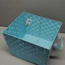 Simplify Large Woven Strap Tote | Decorative Storage Basket | 2 Handles | Organization | Closet | Bedroom | Bathroom | Nursery | Accessories | Toys | Gifts | 1 Pack | Sapphire