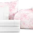 Laura Ashley - Twin XL Comforter Set, Reversible Cotton Bedding with Matching Sham, Medium Weight for Year Round Use, Oeko-Tex Certified, Dorm Essentials (Pink) 