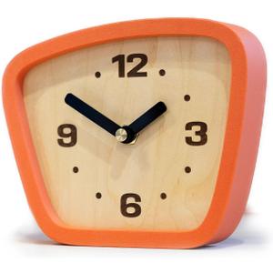 Handcrafted Mid-Century Modern Clock  Silent Movement for Desk, Table & Mantel, No-Ticking Analog MCM Decor | Made in USA (Classic, Orange)
