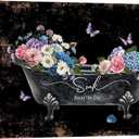 Bathroom Wall Art Floral Canvas Print Vintage Flower Decor 16x24''