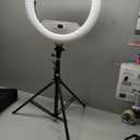 18" Foldable Ring Light with Stand for iPhone ipad, LED Display/2 USB Ports/4 Phone Tablet Holders, 2700-6500K Dimmable Ring Light for Tattoo Barber Makeup Studio Video Recording Photography