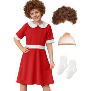 BesserBay Girl Halloween Annei Cosplay Costumes A-line Short Sleeve Outfit Party Doll Collar Mini Dress Red 4 Years