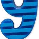 Papyrus Number 9 Birthday Candle, Blue Stripes (1-Count) (Large)
