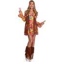 Morph Short Hippie Costume for Women, 70s Women Halloween Costume, Retro Hippie Outfit, Festival Attire (Small)