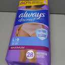 Always Discreet Adult Diapers for Women, Incontinence Underwear, Postpartum Essentials, Disposable Briefs, Max Absorbency, Bladder Leak Protection, Large, 28ct