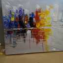 Large Hand Painted Abstract Reflection Cityscape Canvas Wall Art Modern Oil Painting Contemporary Decor Artwork (60 x 30 inch)